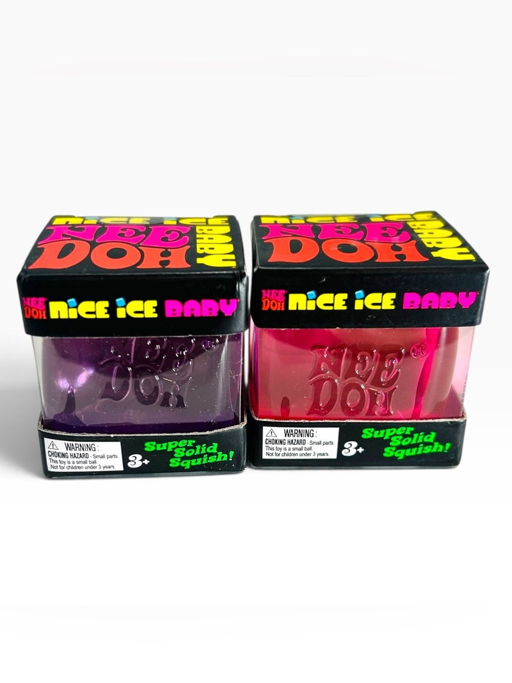 Schylling NeeDoh Nice Ice Baby Lot 2 Pack Mini Nice Cube Squishy Toy Purple Pink